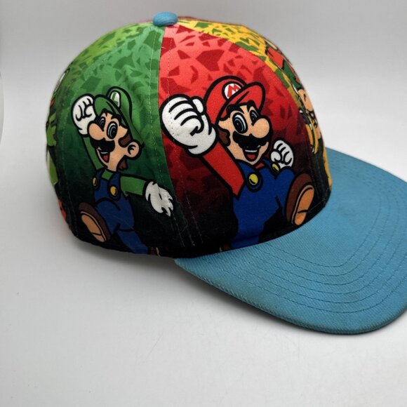 Super Mario Bros And Friends All Over Print Snapback Hat YOUTH GR58 - Picture 2 of 6
